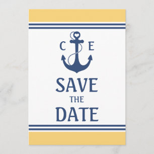 Reserva La Fecha Amarillo y azul Nautical Save the Date