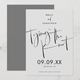 Reserva La Fecha Amarramiento del guión elegante del Knot Gris negr