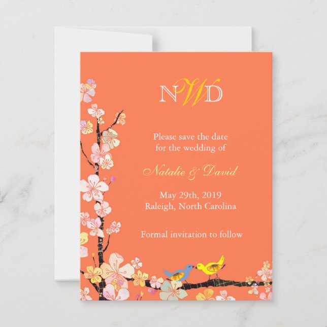 Reserva La Fecha Amor Aves Bodas Florales Salven la Fecha (Anverso)