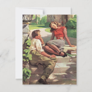 Reserva La Fecha Amor Vintage Parejas de Escuela Secundaria Guarden