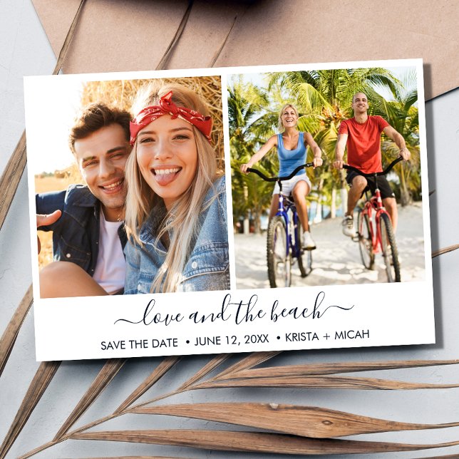 Reserva La Fecha Amor y el Boda de fotos Beach Two (Love and the Beach Two Photo Wedding Save The Date)