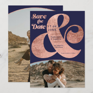 Reserva La Fecha Ampersa moderna y oro rosa 2 fotos ahorran la fech