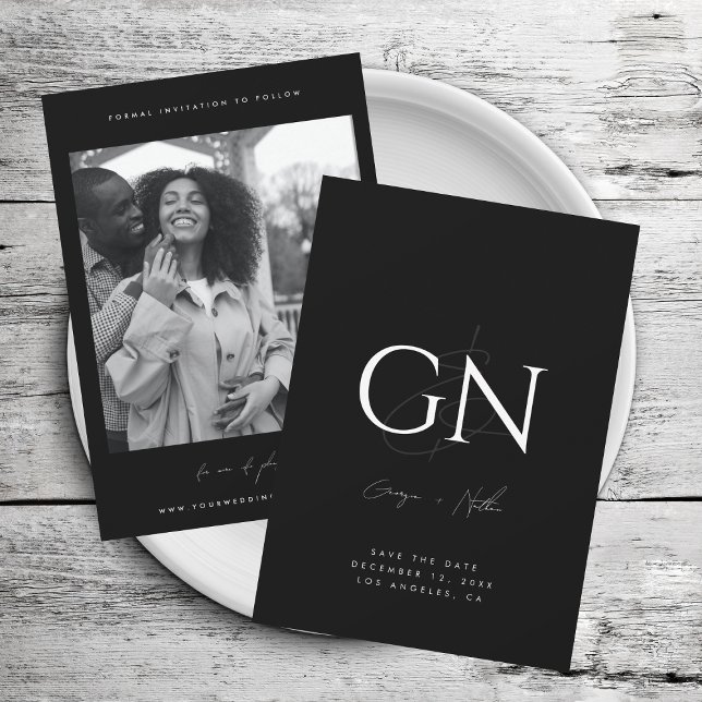 Reserva La Fecha Ampersand Monograma Black Photo Black Moderne Scri (Subido por el creador)