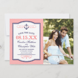 Reserva La Fecha Ancla náutica de coral y azul marino Foto Save the