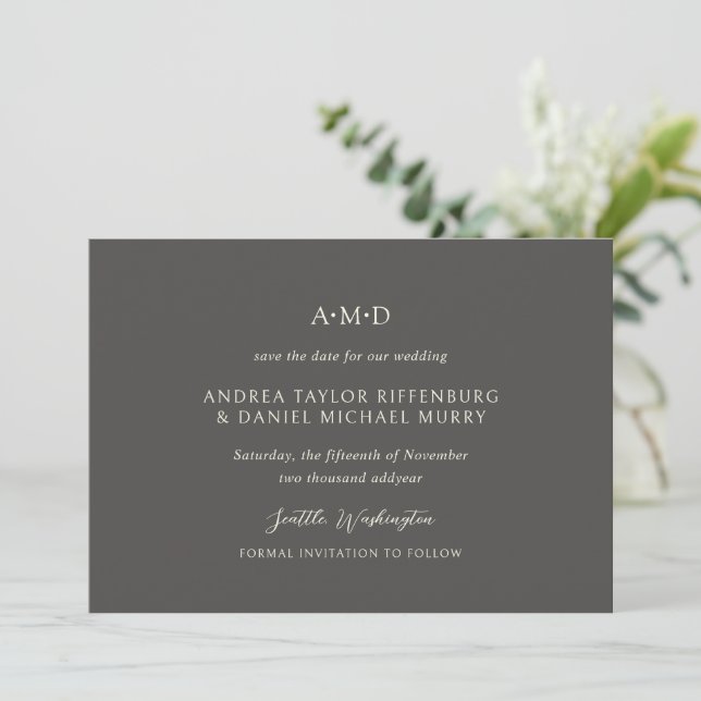 Reserva La Fecha Andrea Brown Boda Elegante (Anverso de pie)