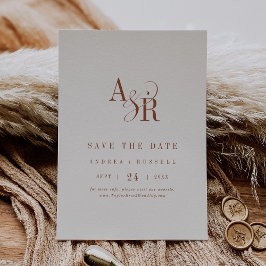 Reserva La Fecha ANDREA Monogram Simple Boho Cream Minimal Wedding