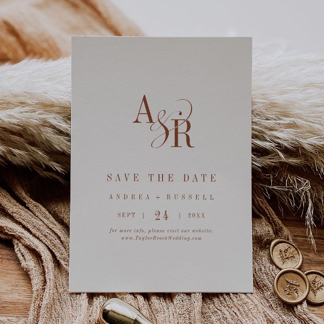 Reserva La Fecha ANDREA Monogram Simple Boho Cream Minimal Wedding (ANDREA Monogram Simple Boho Cream Minimal Wedding Save The Date)