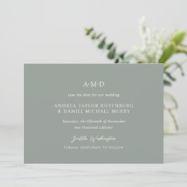 Reserva La Fecha Andrea Sage Green Elegant Wedding