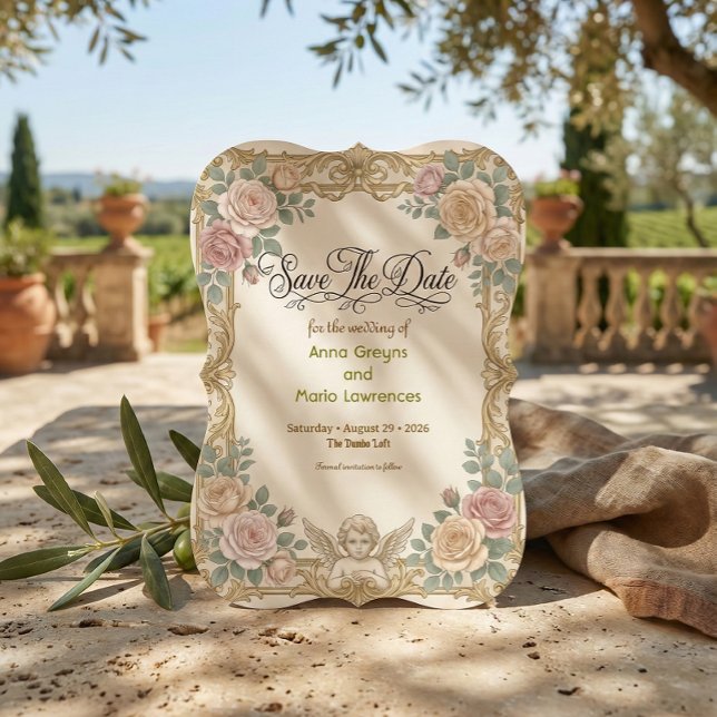 Reserva La Fecha Ángel Barroco Rococó de Hoja de Oro Falsa (Subido por el creador)