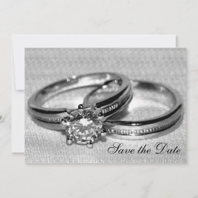 Reserva La Fecha Anillo de Boda de Diamantes Save the Date (Anverso)