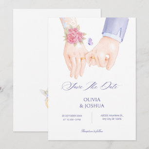 Reserva La Fecha Anillo de boda sosteniendo manos suave elegante bo