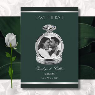 Reserva La Fecha Anillo de Compromiso de Plata Verde Esmeralda Save