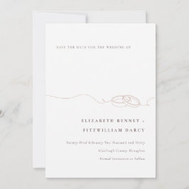 Reserva La Fecha Anillos Bodas simples mínimos | Rosa