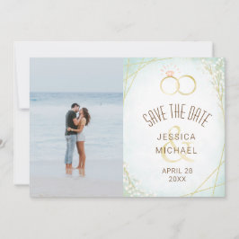 Reserva La Fecha Anillos de acuarela modernos tiñones foto geométri