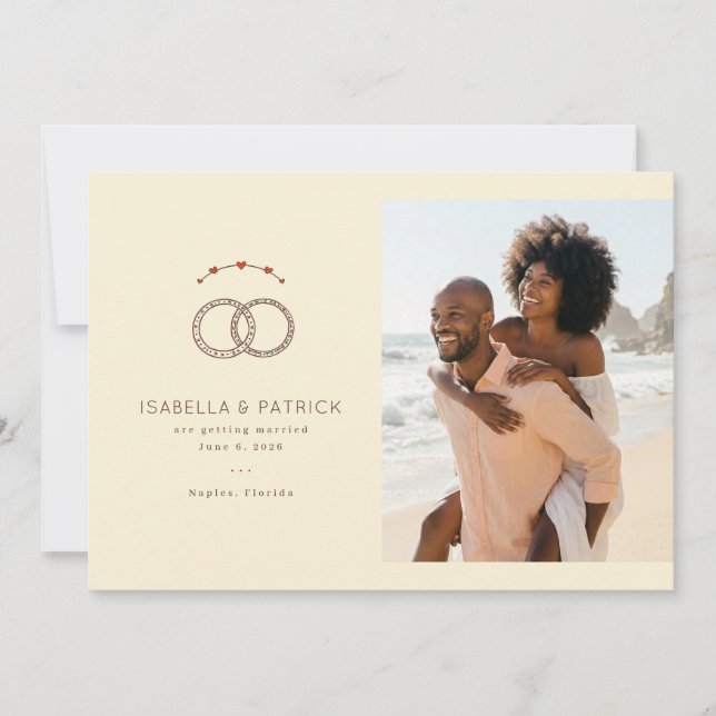 Reserva La Fecha Anillos de boda beige alegres (Anverso)