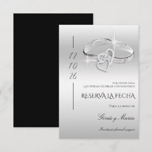 Reserva La Fecha Anillos de boda de plata con decoración española g
