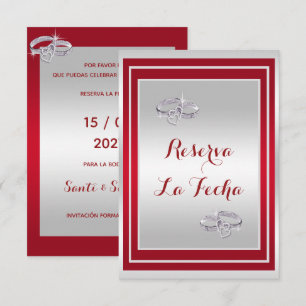 Reserva La Fecha Anillos De Boda Elegantes De Plata Y Rojo is alrea