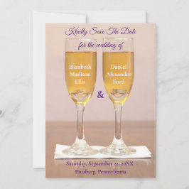 Reserva La Fecha Anillos de Boda Sencillos de Champagne Save The Da