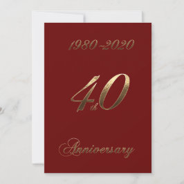 Reserva La Fecha Aniversario de Bodas 40 Jubileo 2020 Rojo Elegante