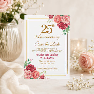 Reserva La Fecha Aniversario de Bodas de Oro 25 Marco Floral