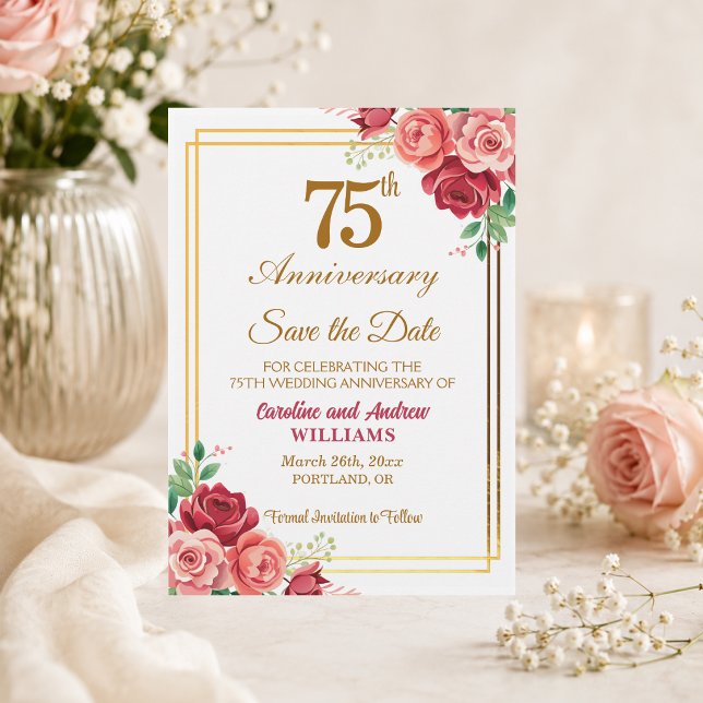 Reserva La Fecha Aniversario de Bodas de Oro con Marco Floral 75 (Subido por el creador)