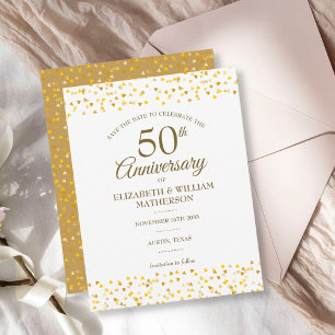 Reserva La Fecha Aniversario de Bodas de Oro Corazones de Confeti D