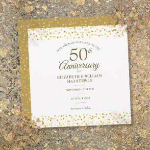 Reserva La Fecha Aniversario de Bodas de Oro Corazones de Oro Cuadr