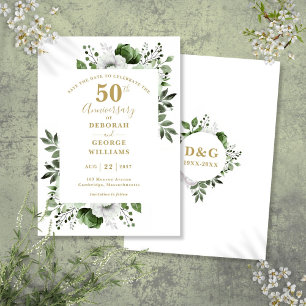 Reserva La Fecha Aniversario de Bodas de Oro Greenery Guardar la Fe