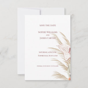 Reserva La Fecha Anthurium de hierba de Pampas Boda Tropical Boho