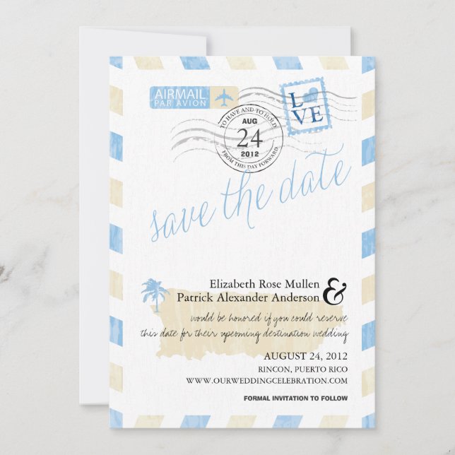 Reserva La Fecha Antiguo Airmail de Puerto Rico salva la fecha (Anverso)