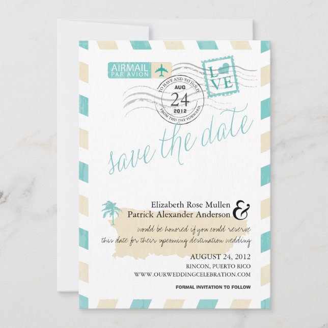 Reserva La Fecha Antiguo Airmail de Puerto Rico salva la fecha (Anverso)