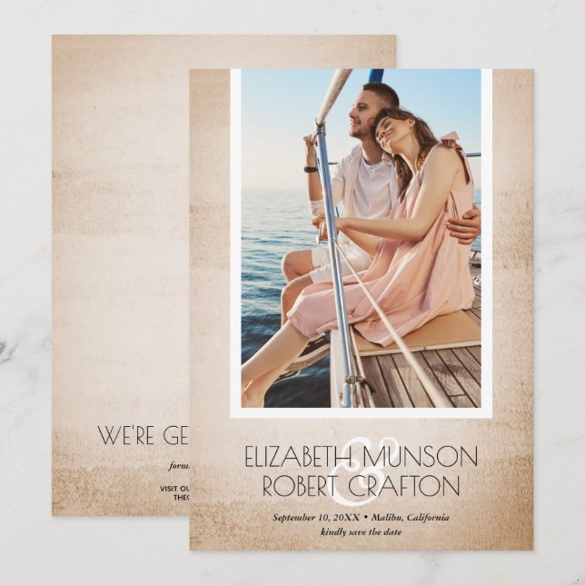 Reserva La Fecha Antiguo Boda De Fotografía Elegante Guardar La Fec (Anverso / Reverso)