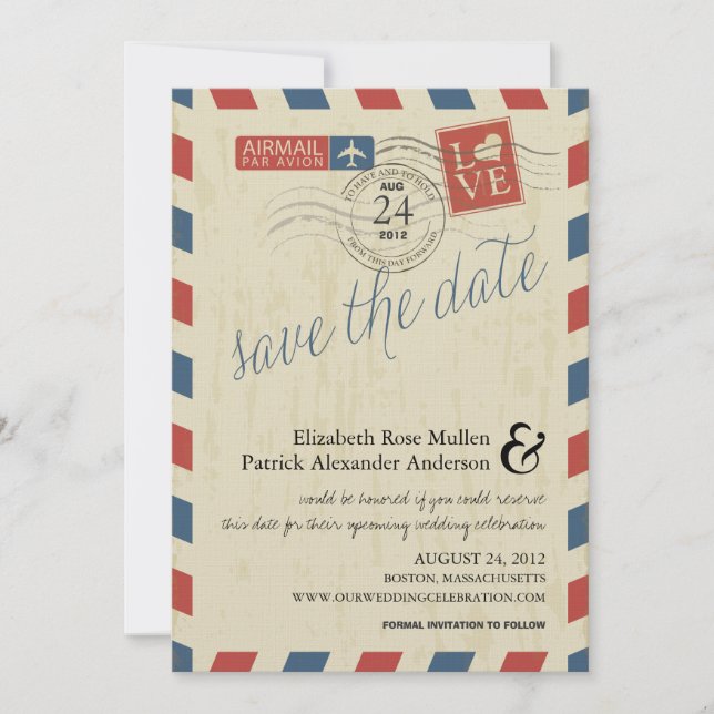 Reserva La Fecha Antique Airmail salva la fecha (Anverso)