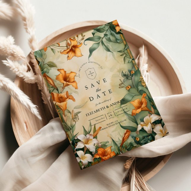 Reserva La Fecha Antique Botanical Floral Wedding (Subido por el creador)