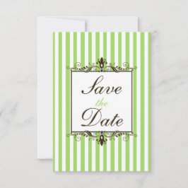 Reserva La Fecha Apple Green, White, Brown Striped Save the Date