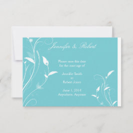 Reserva La Fecha Aqua Blue Floral Filigree Wedding Save the Date