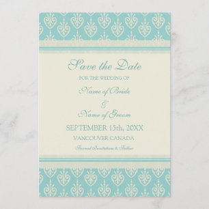 Reserva La Fecha Aqua Cream Wedding Save the Date Card