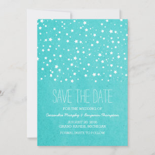 Reserva La Fecha Aqua Starry Night Save the Date Invite