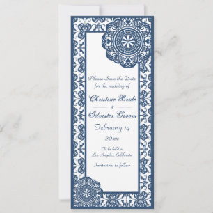 Reserva La Fecha Arabesque Blue Lace, 4x9.25 guardar la fecha