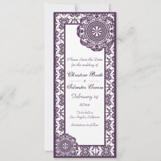 Reserva La Fecha Arabesque Purple Lace, 4x9.25 guardar la fecha