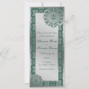 Reserva La Fecha Arábico Silver Lace, 4x9.25 guardar la fecha