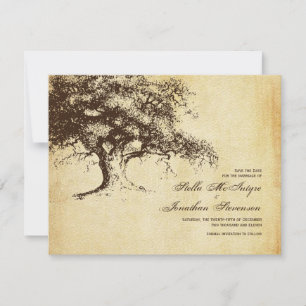 Reserva La Fecha Árbol de encino vintage Guardar el Boda de fechas