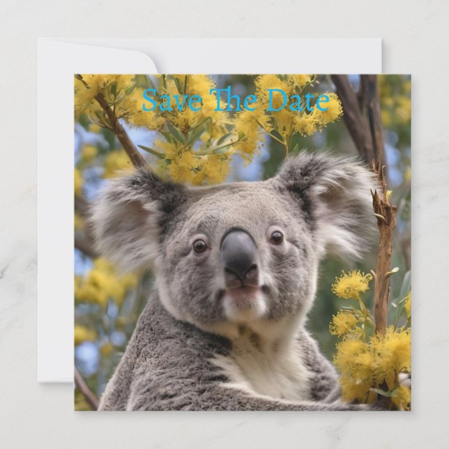 Reserva La Fecha Árbol De Ganado Amarillo Con Un Koala, (Anverso)