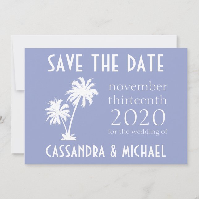 Reserva La Fecha Árbol De Palma Guardar La Fecha (Púrpura) (Anverso)