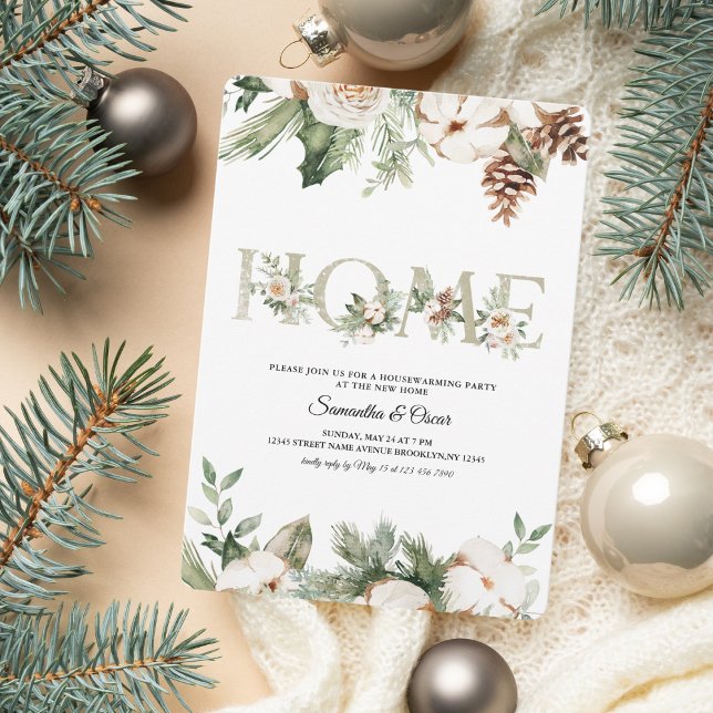 Reserva La Fecha Árbol de pino verde acuático y flores blancas (Subido por el creador)