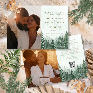 Reserva La Fecha Árbol de pinos de color de agua ruso Foto Código Q