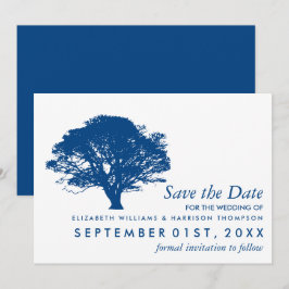 Reserva La Fecha Árbol de roble azul, Boda rústico y minimalista