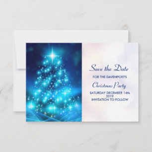 Reserva La Fecha Árbol moderno de Navidad azul eléctrico