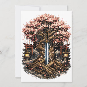 Reserva La Fecha Árbol Sakura Japonés y Arte Fantástico de Katana