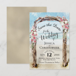 Reserva La Fecha Arbusto de Bodas de Madera Flotante Rústica con Fl